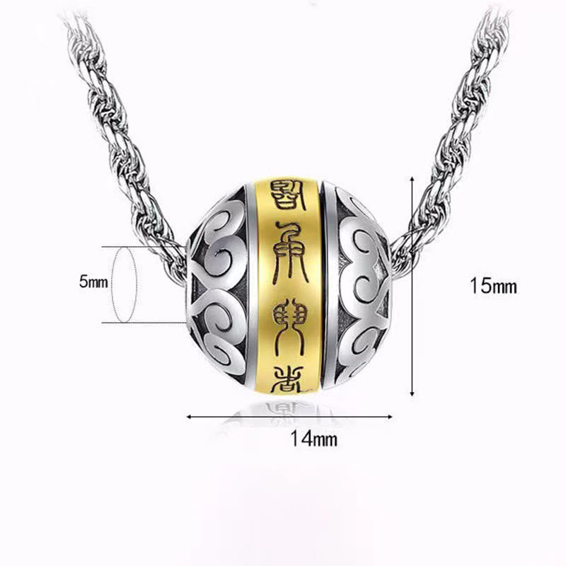 Wear FengShui Taoist Nine-Character Mantra Engraved Amulet Balance Necklace Rotatable Pendant