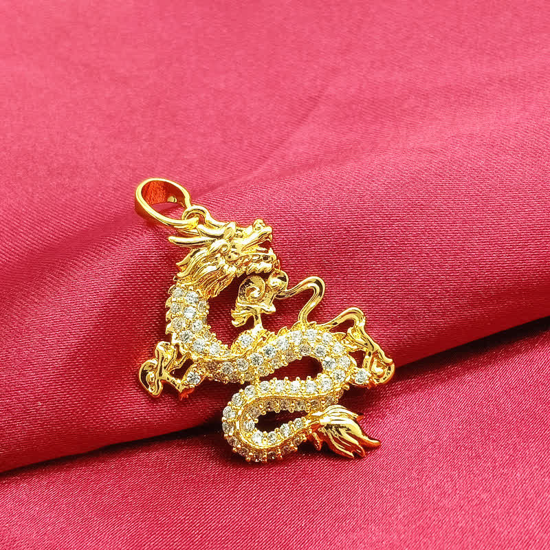 Wear FengShui Gold Dragon Protection Necklace Pendant