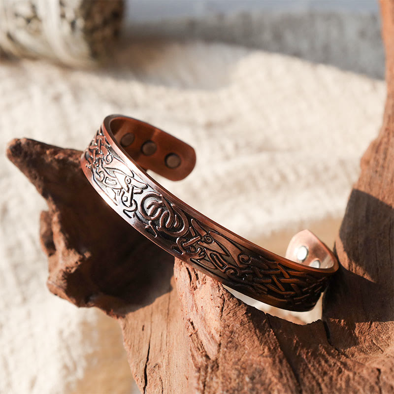 Wear FengShui Viking Birds Magnetic Copper Adjustable Cuff Bracelet Bangle