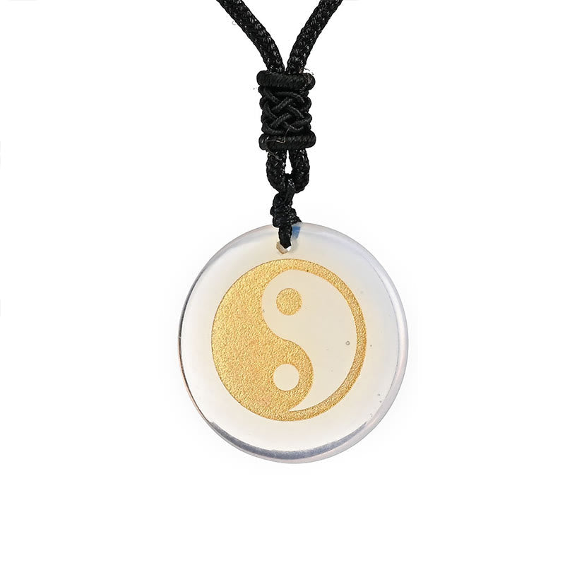 Wear FengShui Various Crystal Amethyst Tiger Eye Green Aventurine Yin Yang Spiritual Necklace Pendant