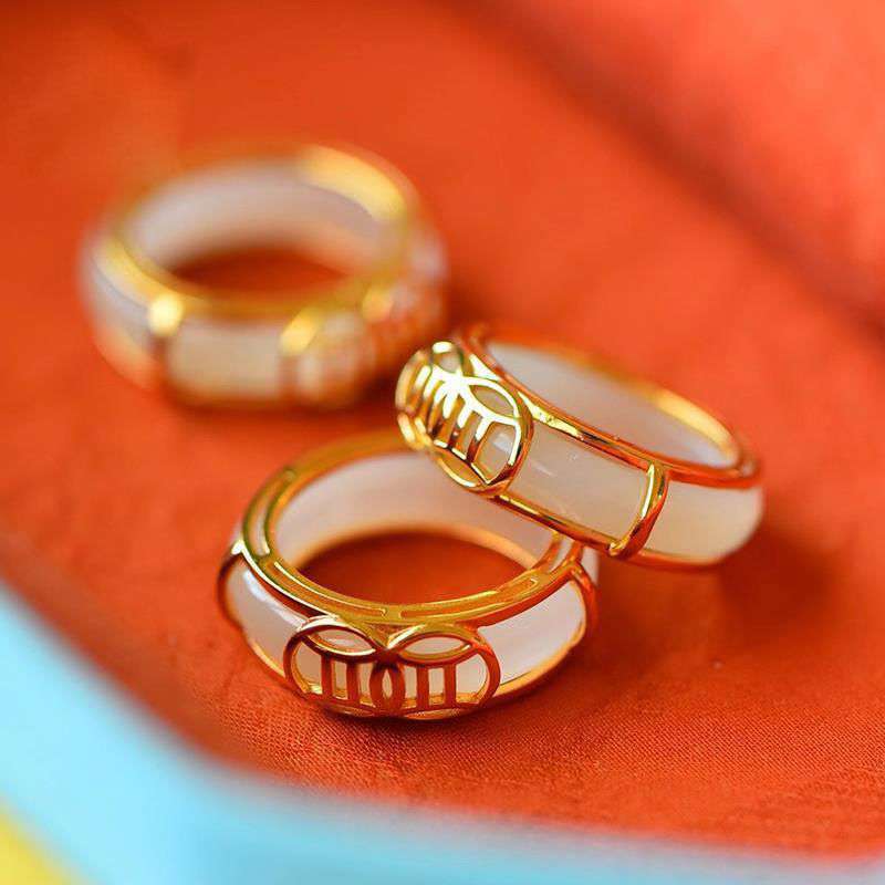 Wear FengShui White Jade Luck Ring Necklace