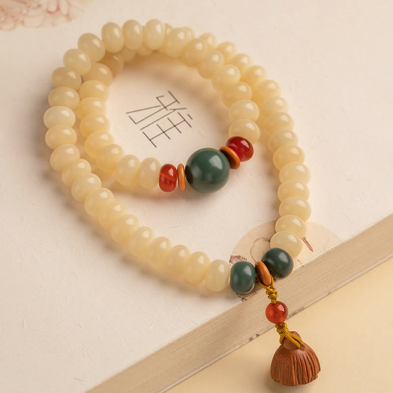 Wear FengShui Bodhi Seed Lotus Pod Charm Peace Double Wrap Bracelet