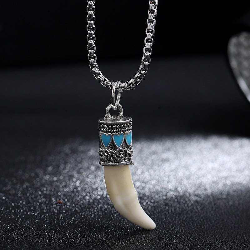Wear FengShui Imitation Wolf Tooth Titanium Steel Balance Necklace Pendant