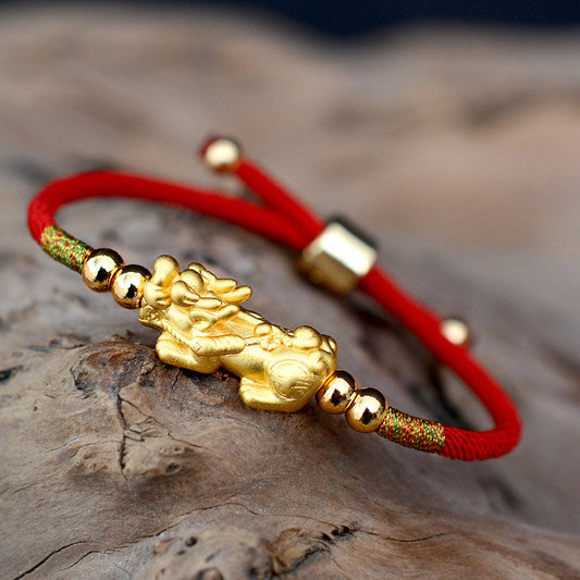 Wear FengShui 24K Gold-Plated PiXiu Luck Red String Bracelet