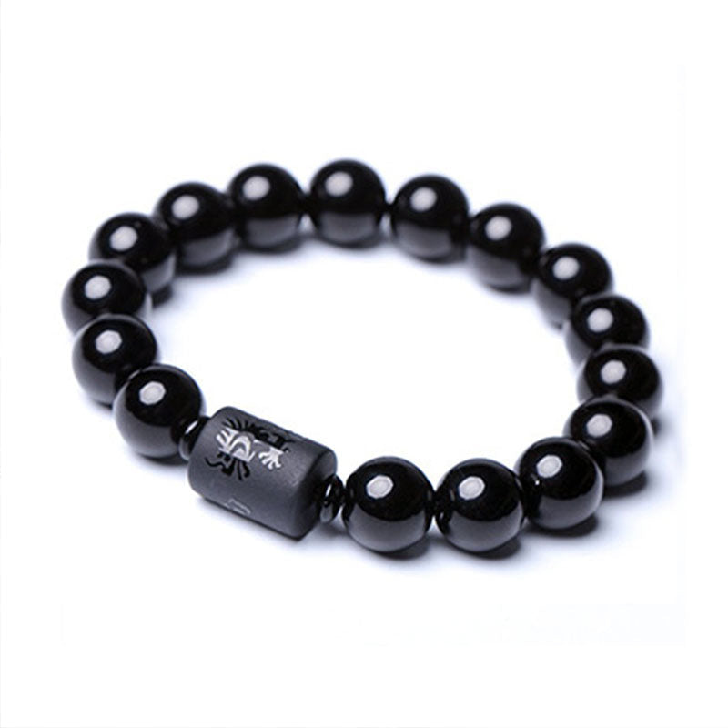 Wear FengShui Soul Cleansing Black Obsidian Phoenix Dragon Bracelet