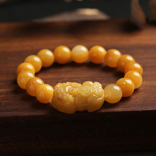 Wear FengShui Golden Silk Jade Pixiu Wealth Bracelet