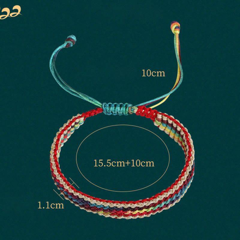 Wear FengShui Tibet Handmade Rainbow Multicolored Protection Braided String Bracelet
