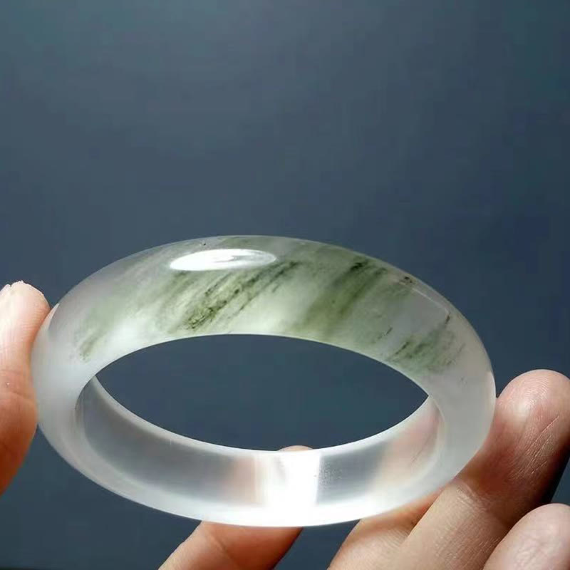 Wear FengShui Natural Translucent Golden Silk Jade Wealth Luck Bracelet Bangle
