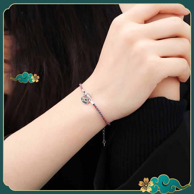 Wear FengShui 925 Sterling Silver Zongzi Pattern Luck Multicolored Handcrafted Bracelet