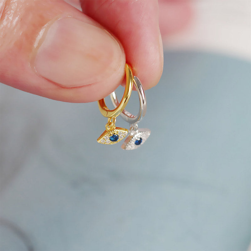 Wear FengShui 925 Sterling Silver Evil Eye Blessing Protection Stud Earrings
