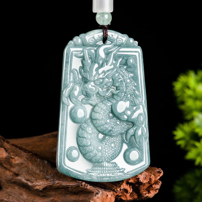 Wear FengShui Year Of The Dragon Chinese Zodiac Dragon Travels The World Jade Strength Necklace Pendant