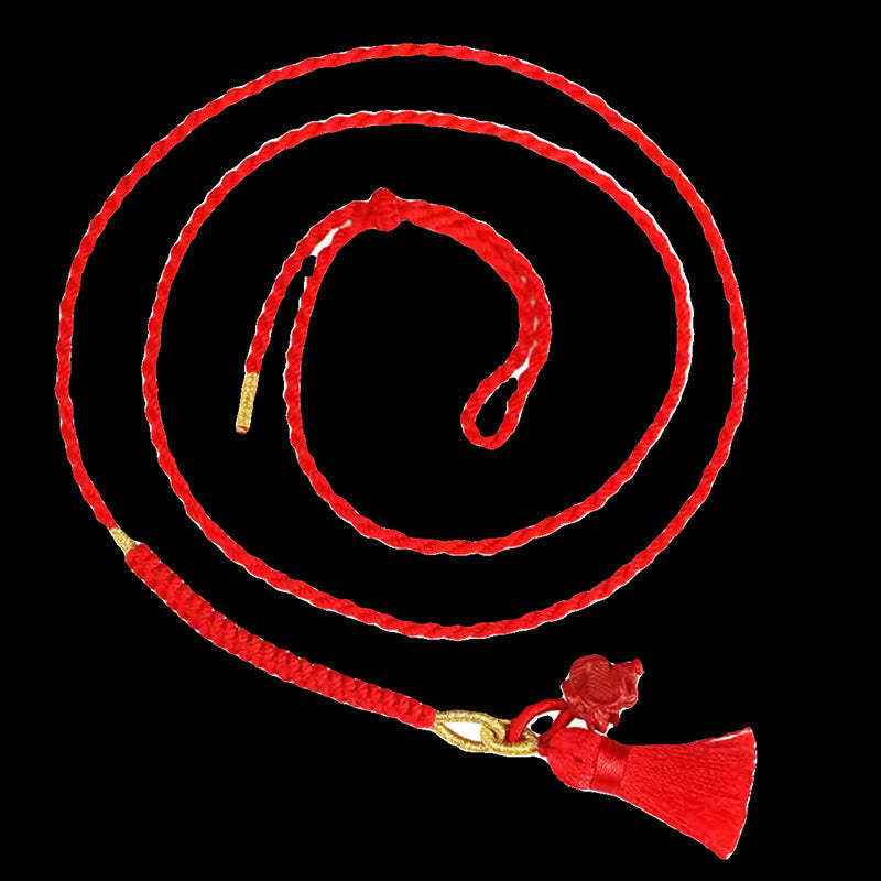 Wear FengShui Natural Cinnabar Dragon Blessing Red String Belly Chain