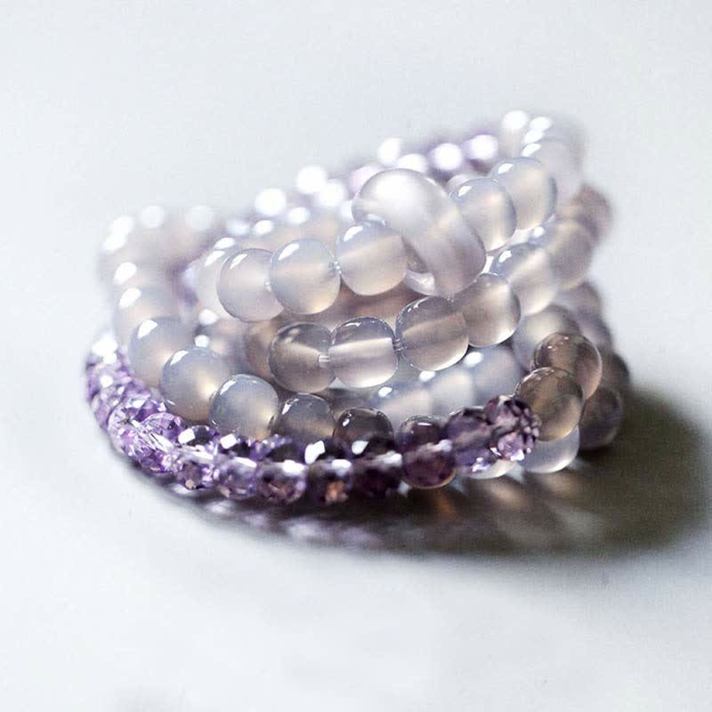 Wear FengShui Natural Amethyst Crystal Meditation Healing Bracelet