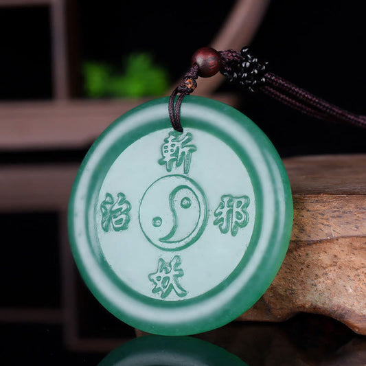 Wear FengShui Green Aventurine Yin Yang Balance Necklace Pendant