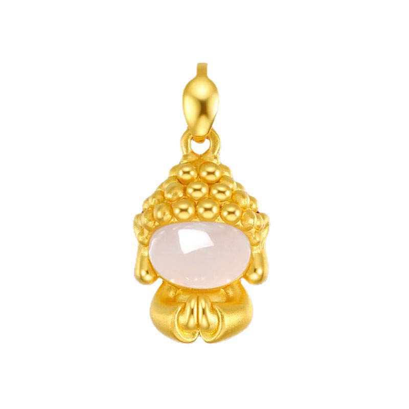 Wear FengShui White Jade Buddha Success Pendant Necklace