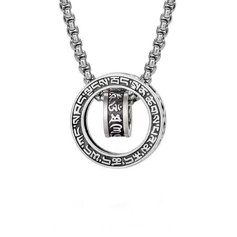 Wear FengShui Tibetan Om Mani Padme Hum Carved Peace Purity Chain Necklace Pendant