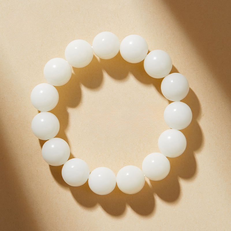 Natural White Jade Bodhi Bead Bracelet Buddhist  Beads