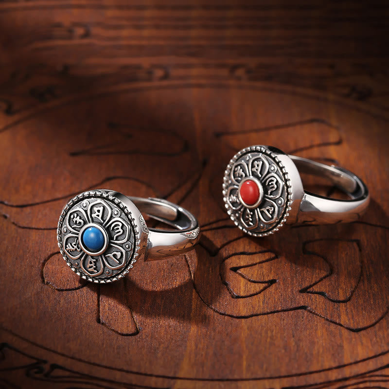 Wear FengShui Tibetan Om Mani Padme Hum Peace Rotatable Ring