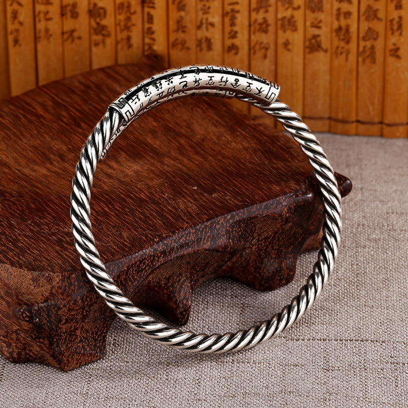 Wear FengShui Retro Heart Sutra Twisted Design Pattern Balance Bracelet Bangle