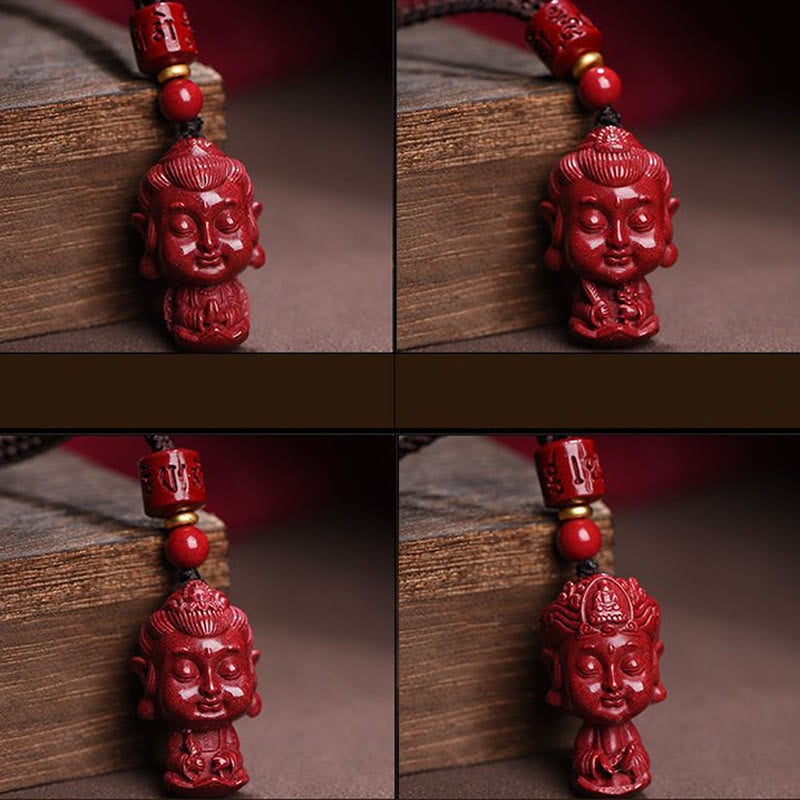 Wear FengShui Chinese Zodiac Natal Buddha Natural Cinnabar Amulet Keep Away Evil Spirits Necklace Pendant