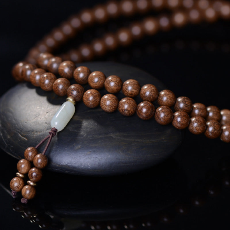 Wear FengShui 108 Mala Beads Rosewood Jade Calm Bracelet