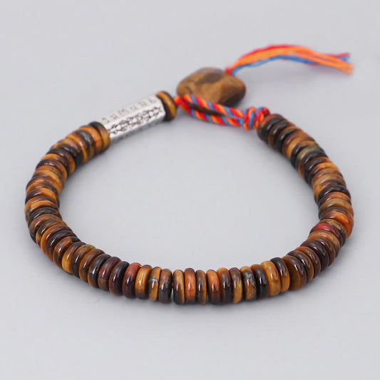 Wear FengShui Tibetan Tiger Eye Om Mani Padme Hum Protection Power Bracelet