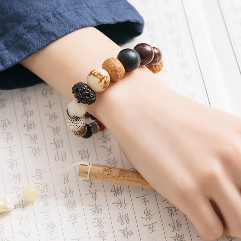 Wear FengShui Bodhi Seed Lotus Wisdom Peace Wrist Mala Bracelet