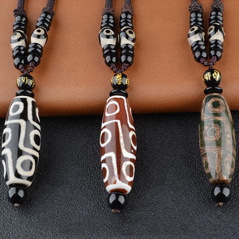 Wear FengShui Nine-Eye Dzi Bead Wealth Protection Necklace