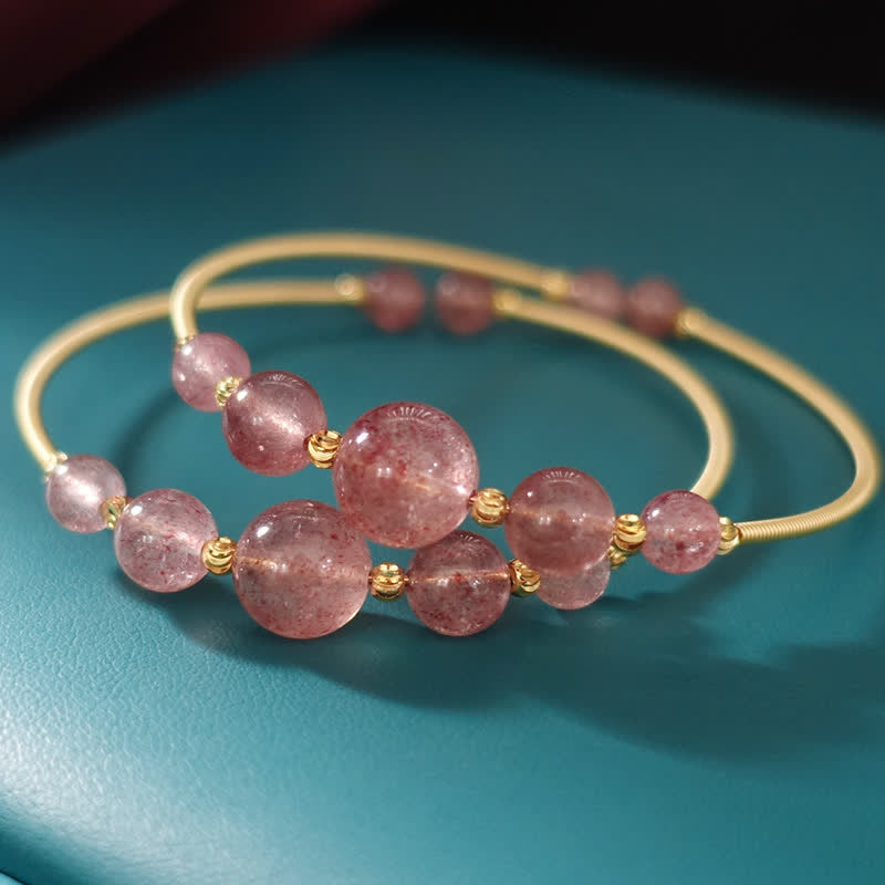 Wear FengShui Natural Strawberry Quartz Love Healing Bracelet Bangle
