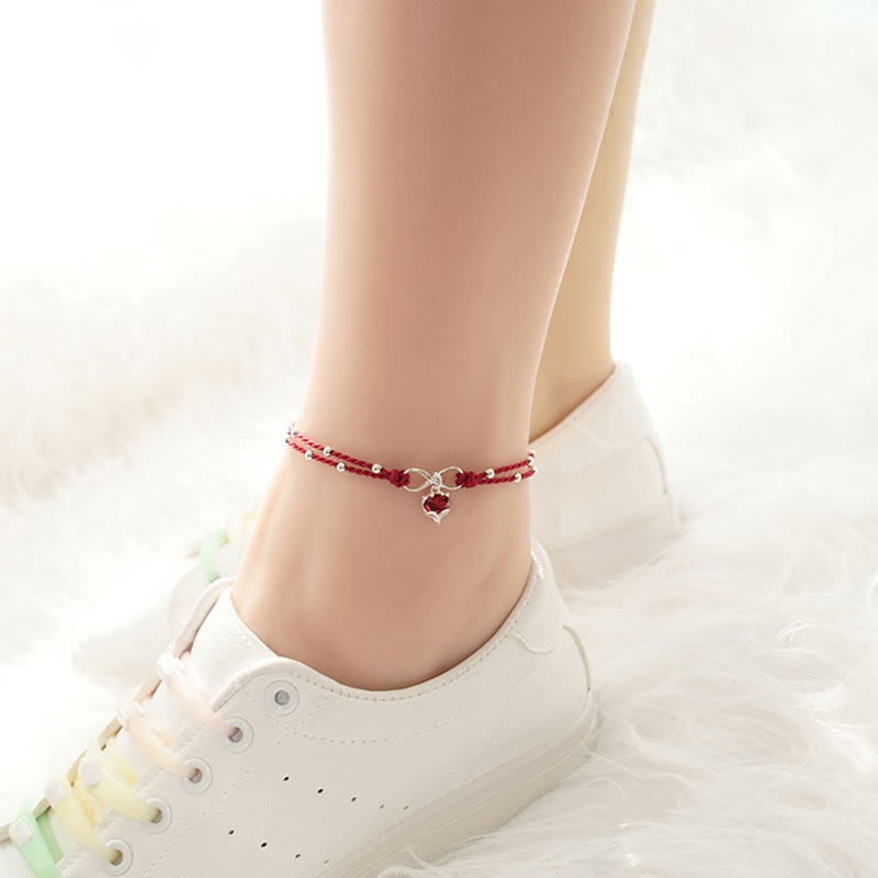Wear FengShui Love Heart Infinity Symbol Braided String Anklet