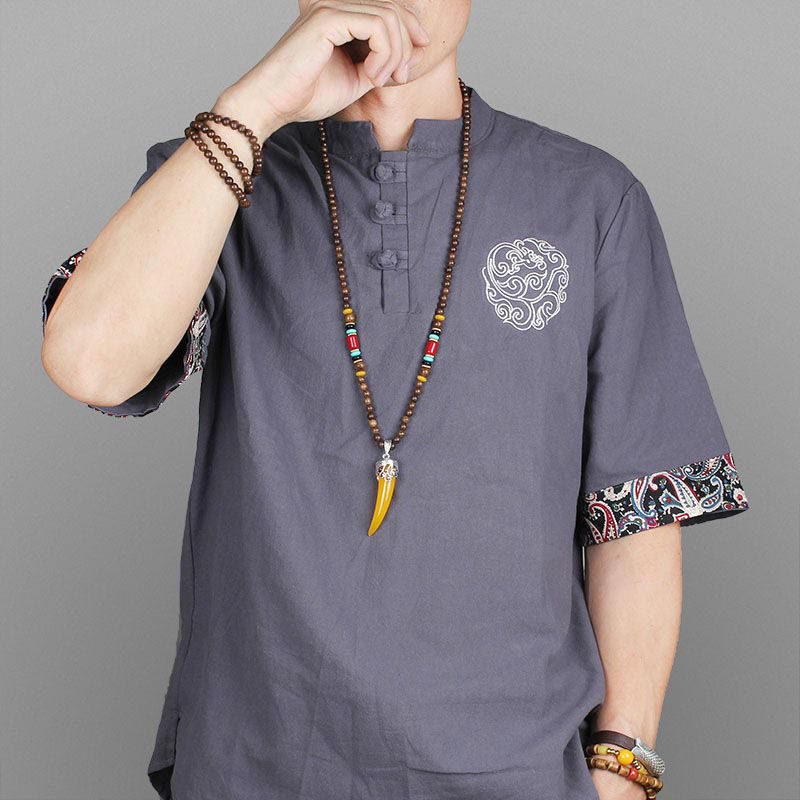 Wear FengShui Wenge Wood Turquoise Stone Horn Style Protection Meditation Necklace Pendant