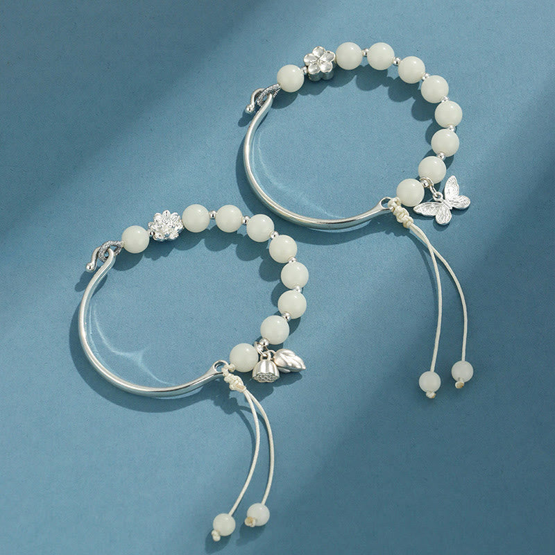 Wear FengShui Bodhi Seed Butterfly Lotus Luck Wealth Bracelet Bangle