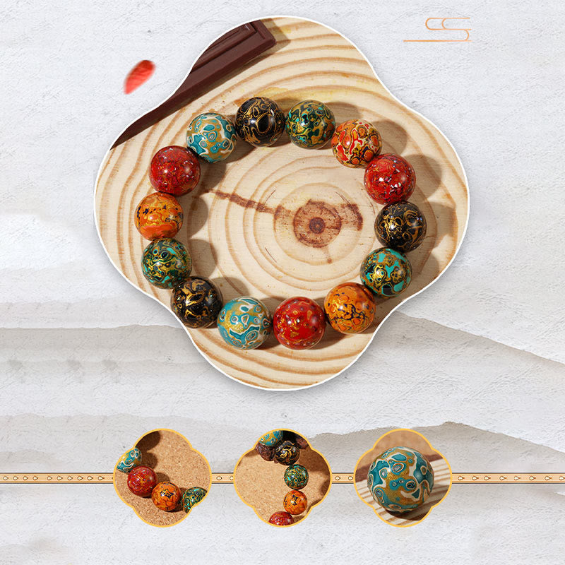 Wear FengShui Natural Multicolored Lacquer Beads Calm Bracelet