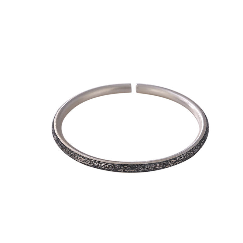 Wear FengShui Vintage 999 Sterling Silver Auspicious Clouds Design Luck Bracelet Bangle