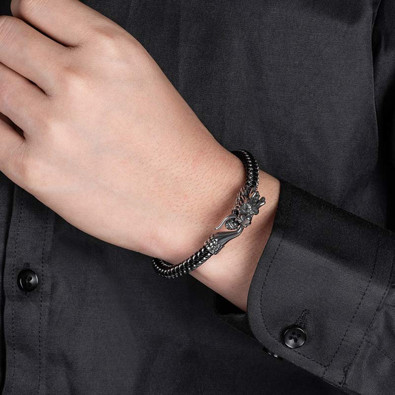 Wear FengShui Dragon Titanium Steel Protection Luck Bracelet