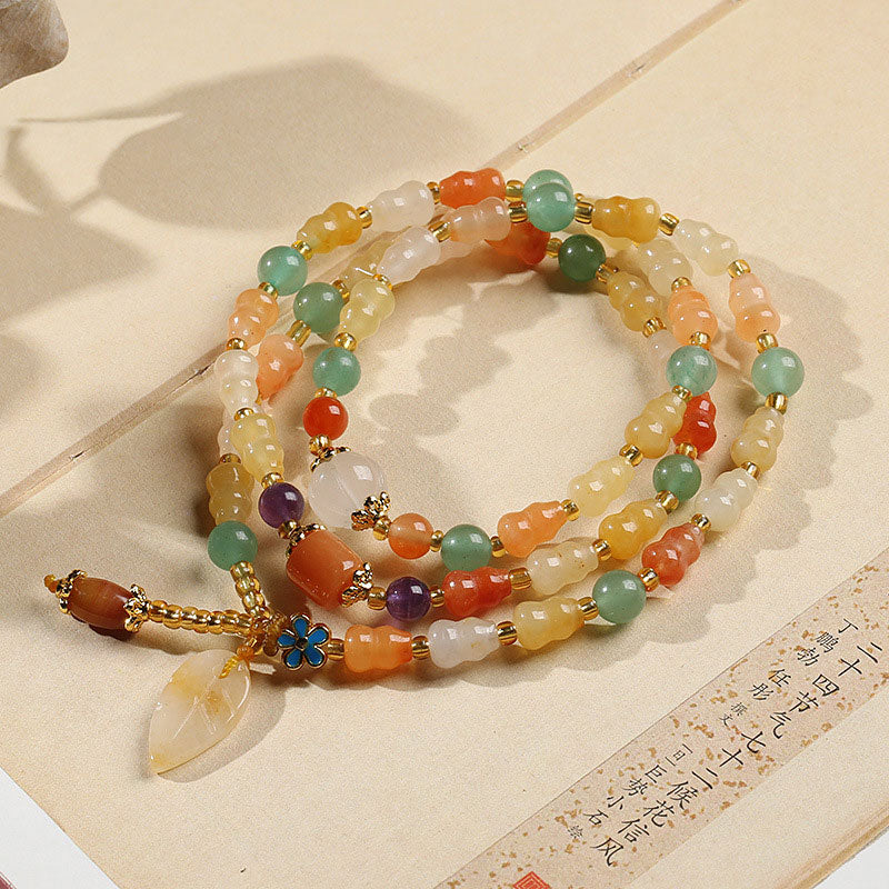Wear FengShui Golden Silk Jade Gourd Wealth Bracelet
