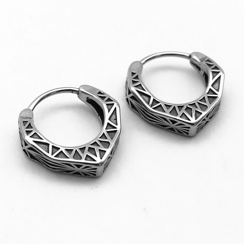 Wear FengShui Viking Hoop Titanium Steel Balance Earrings