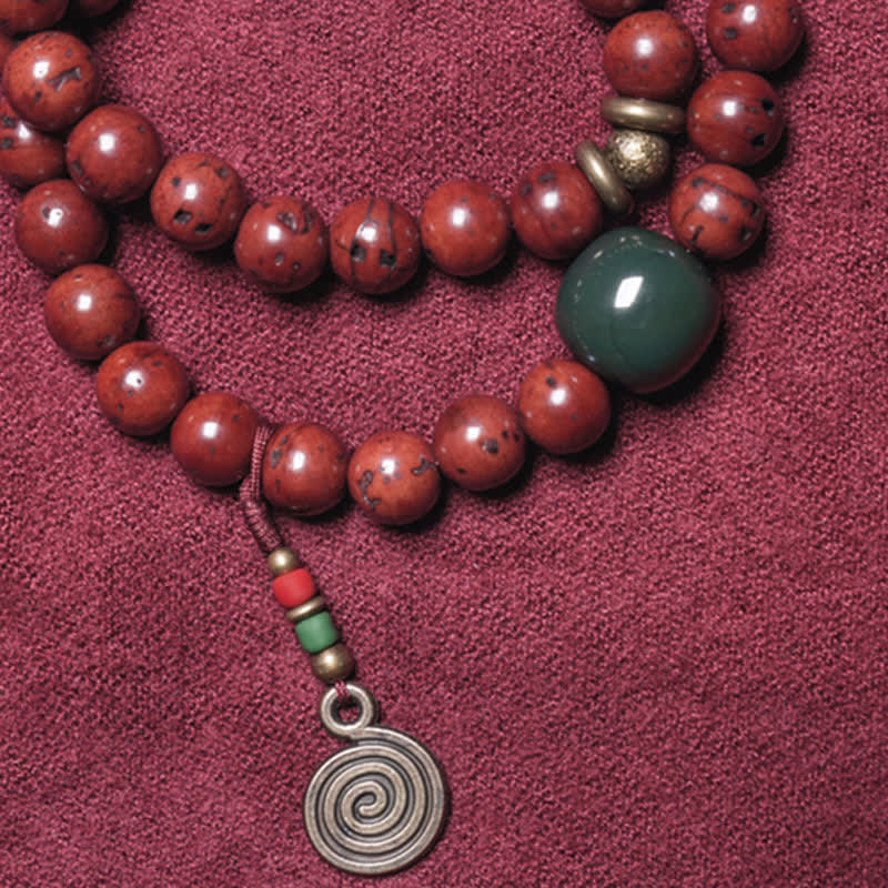 Wear FengShui Bodhi Seed Cyan Jade Copper Peace Luck Bracelet