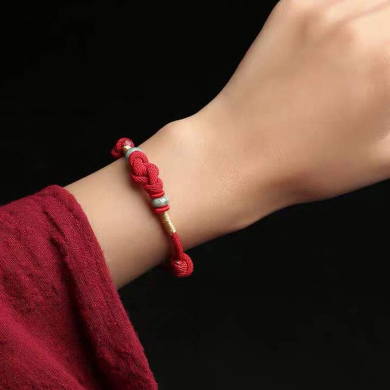 Wear FengShui Red String Jade Luck Fortune Knot Braided Couple Bracelet