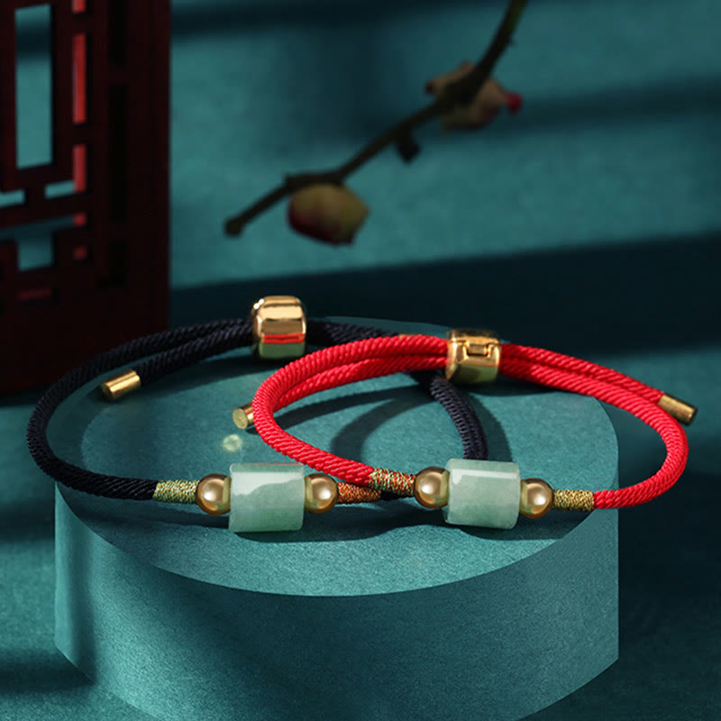 Wear FengShui Tibet Handmade Green Aventurine Red Stone Malachite Luck Protection Braided Rope Bracelet