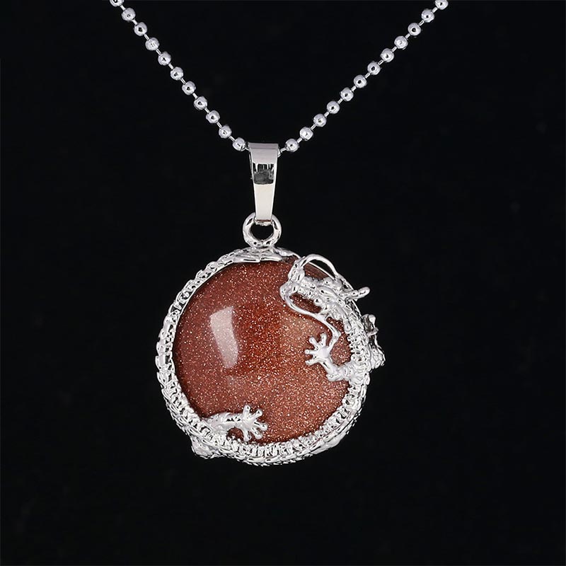 Wear FengShui Chinese Dragon Natural Quartz Crystal Healing Energy Necklace Pendant