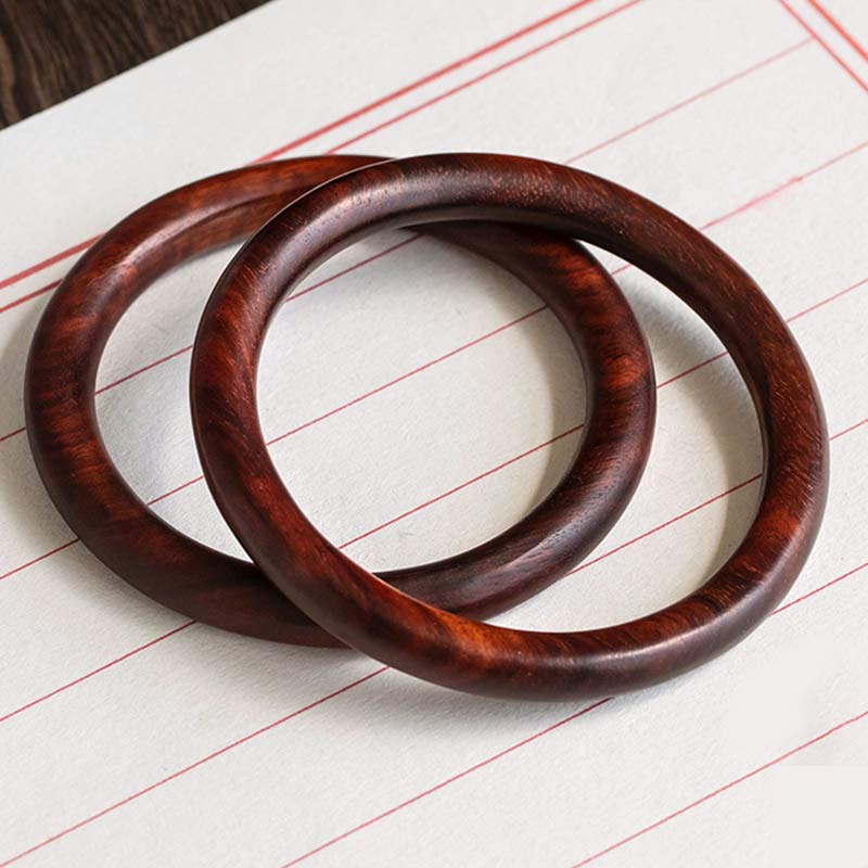 Wear FengShui Tibetan Small Leaf Red Sandalwood Ebony Green Sandalwood Protection Bracelet Bangle