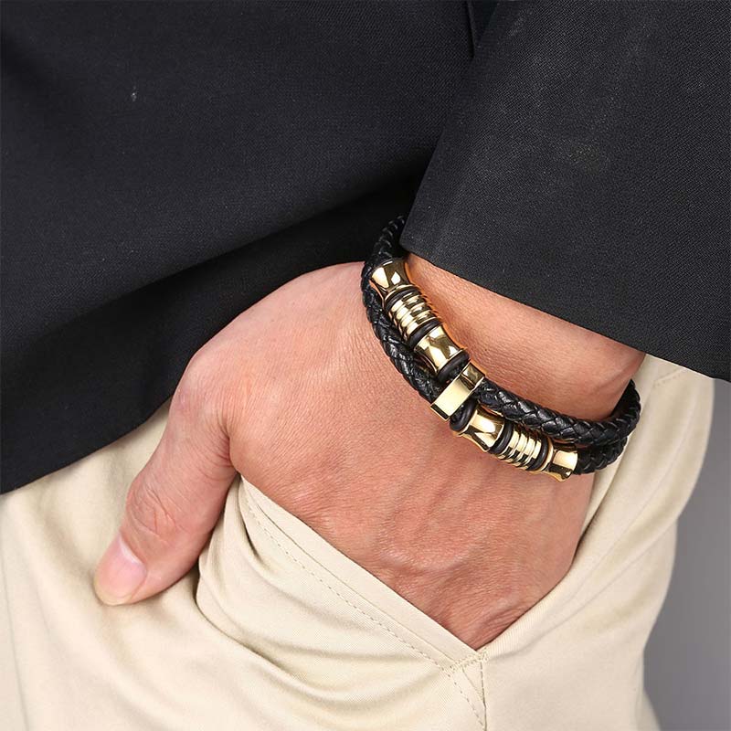 Wear FengShui Layered Leather Weave Fortune Bracelet
