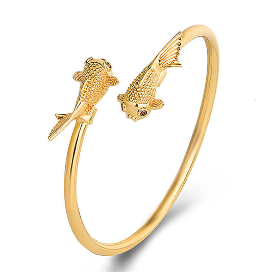 Wear FengShui Double Koi Fish Copper Prosperity Wealth Bracelet