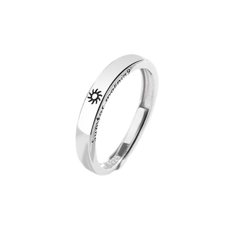 Wear FengShui 925 Sterling Silver Sun Moon Protection Adjustable Couple Ring