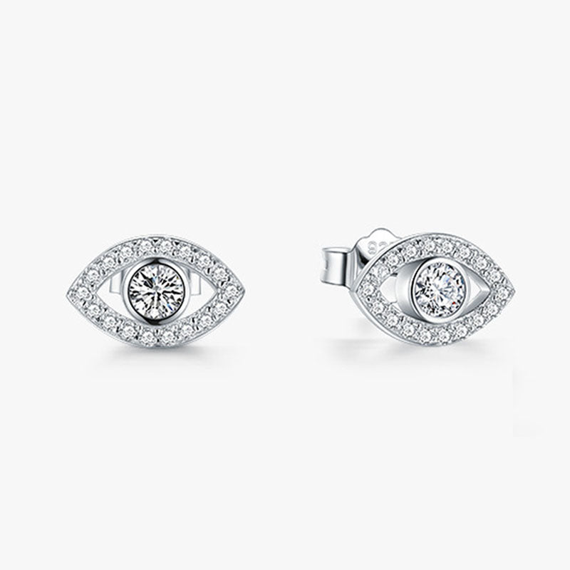 Wear FengShui 925 Sterling Silver Evil Eye Symbol Protection Stud Earrings
