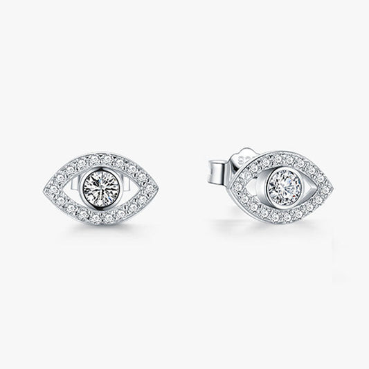 Wear FengShui 925 Sterling Silver Evil Eye Symbol Protection Stud Earrings