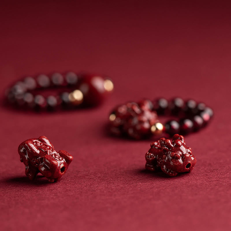 Wear FengShui Garnet Cinnabar Lucky Bead PiXiu Om Mani Padme Hum Rose Protection Ring