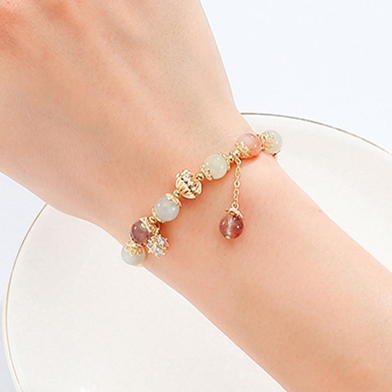 Wear FengShui Colorful Rutilated Quartz Cat Eye Zircon Auspiciousness Bead Bracelet