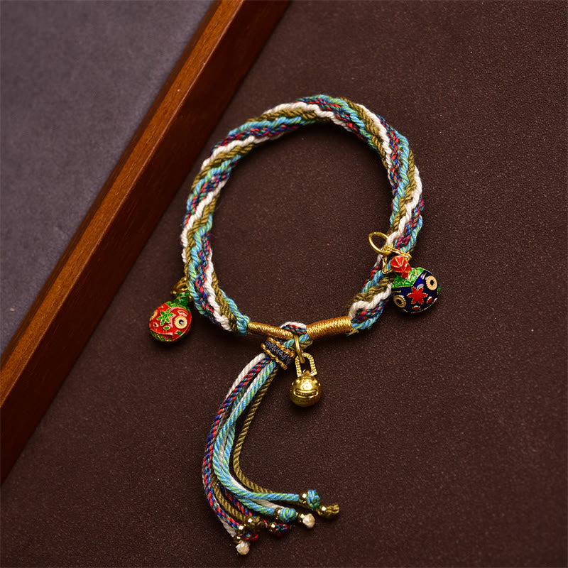 Wear FengShui Handmade Gold Swallowing Beast Family Healing Reincarnation Knot Braid Bracelet